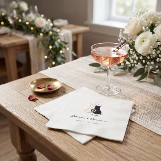 Servilleta De Papel Black and white simple  Cat Modern Wedding Napkin