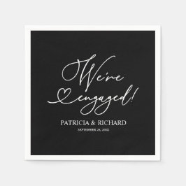 Servilleta De Papel Black And White We are Engaged Engagement Party Na