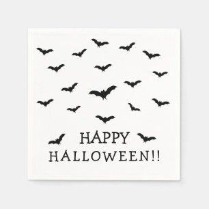 Servilleta De Papel Black Bats & White Cute Halloween Party