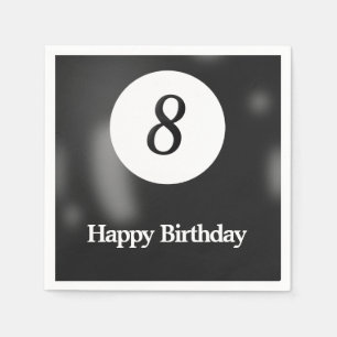 Servilleta De Papel Black Billiard Ocho Ball Birday Party