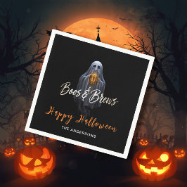 Servilleta De Papel Black Boos & Brews Fantasma Halloween