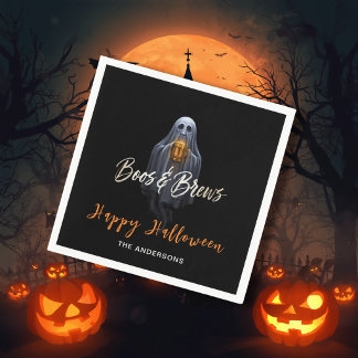 Servilleta De Papel Black Boos & Brews Fantasma Halloween
