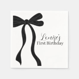 Servilleta De Papel Black Bow 1st Birthday First Birthday Party