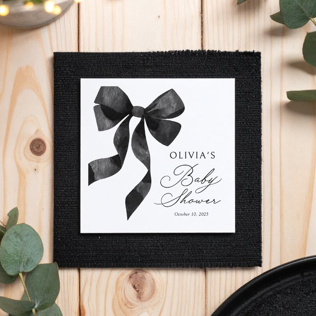 Servilleta De Papel Black Bow Baby Shower (Subido por el creador)