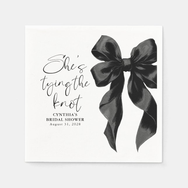 Servilleta De Papel Black Bow está atando la ducha nupcial (Anverso)