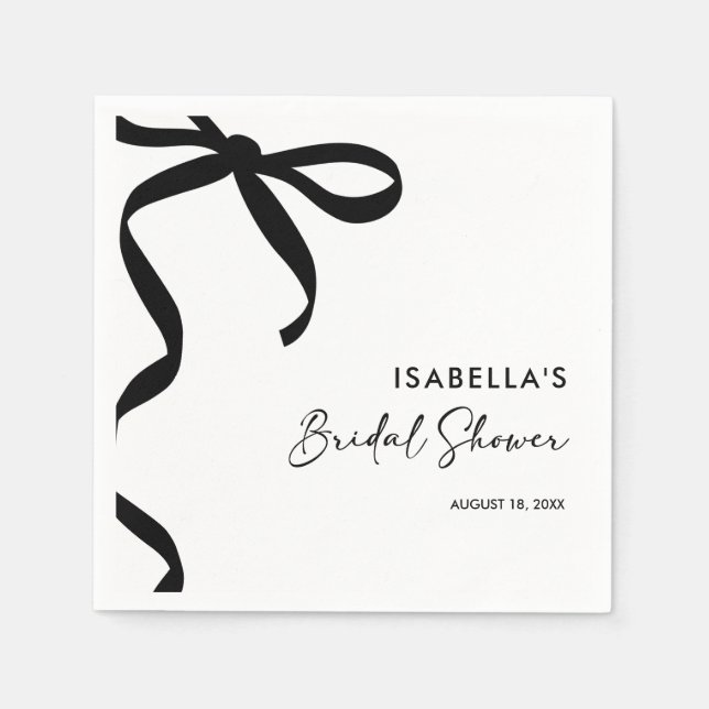 Servilleta De Papel Black Bow está atando la ducha nupcial (Anverso)