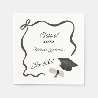 Servilleta De Papel Black Bow Graduation