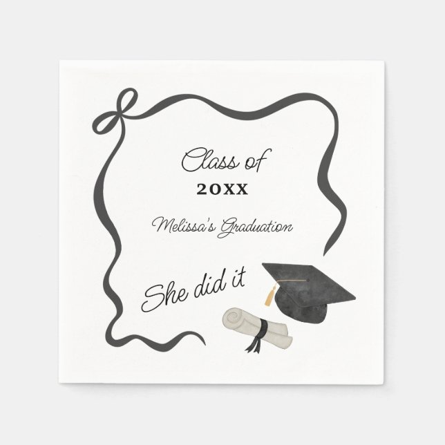 Servilleta De Papel Black Bow Graduation (Anverso)