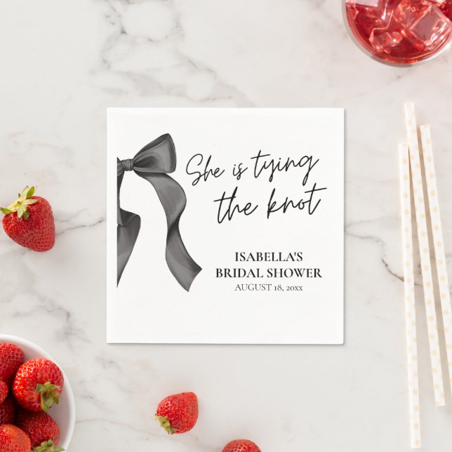 Servilleta De Papel Black Bow She's Tying the Knot Bridal shower (In situ)