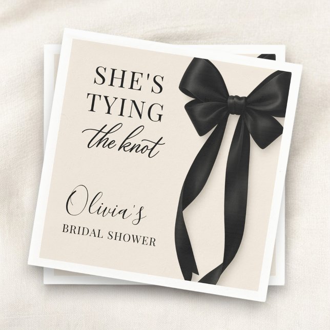Servilleta De Papel Black Bow She's Tying The Knot Party (Subido por el creador)