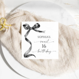 Servilleta De Papel Black Bow Sweet 16 Birthday Party