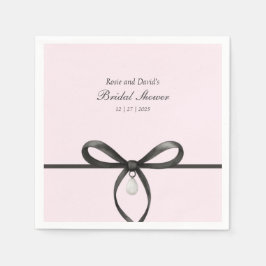 Servilleta De Papel Black Bow With Pearl Old Money Style Bridal Shower