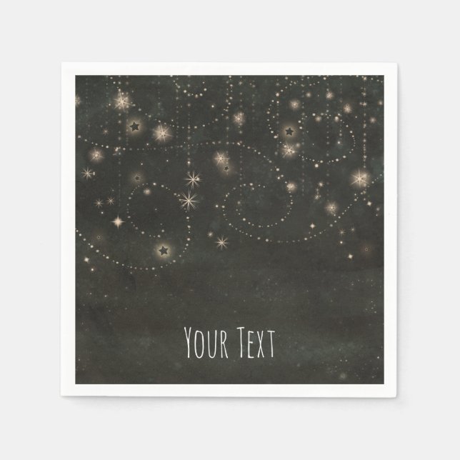 Servilleta De Papel Black Celestial Dark Starry Sky Swirls Cualquier E (Anverso)