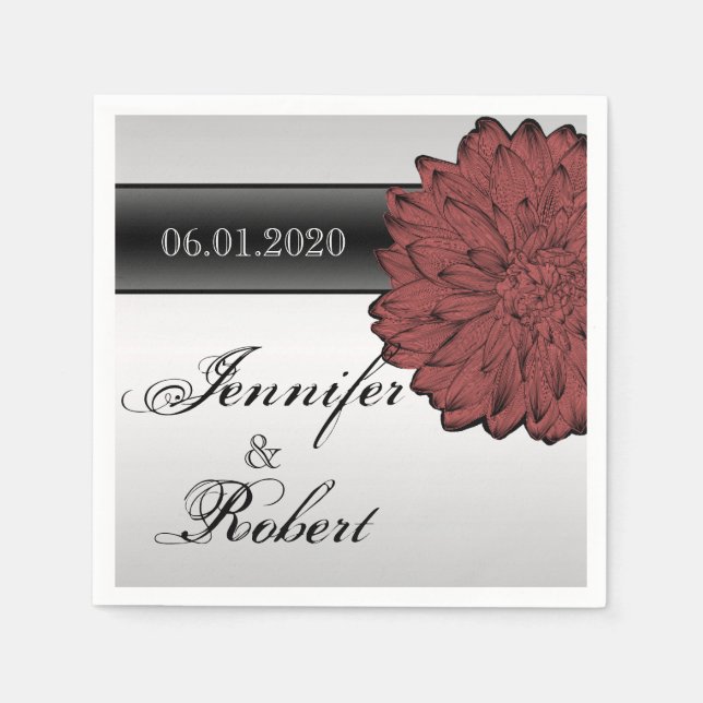Servilleta De Papel Black Dahlia Posh Boda Napkins (Anverso)
