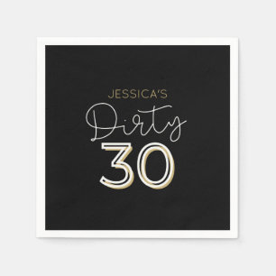 Servilleta De Papel Black Dirty Thirty Custom Name Napkins Cumpleaños