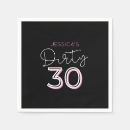 Servilleta De Papel Black Dirty Thirty Custom Name Napkins Cumpleaños