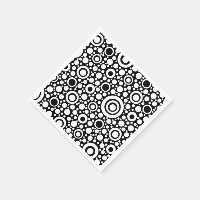 Servilleta De Papel Black Dots & Circles Grid + tu trasero. y texto (Borde)
