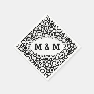 Servilleta De Papel Black Dots & Circles Grid + tu trasero. y texto
