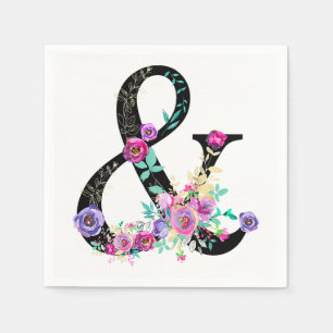 Servilleta De Papel Black Floral Modern Ampersand Moda Spring Wedding
