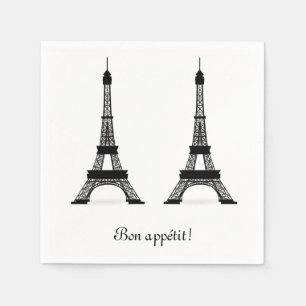 Servilleta De Papel Black French Theme Eiffel Towers Bon Appetit