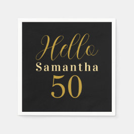 Servilleta De Papel Black Gold Hello 50 Personalized 50th Birthday