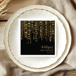 Servilleta De Papel Black Gold Light String Cumpleaños de Adultos