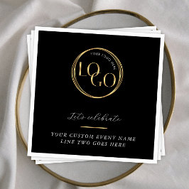 Servilleta De Papel Black & Gold Logo Corporate Business Event Branded