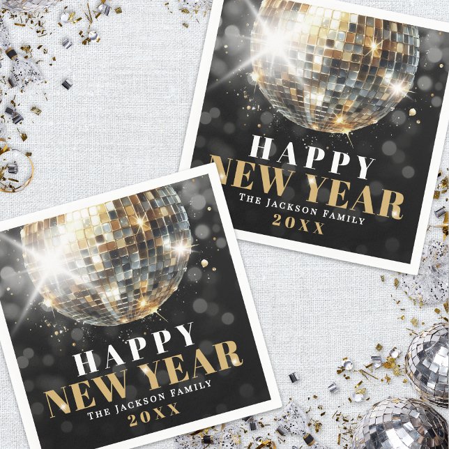 Servilleta De Papel Black Gold New Years Party (Black Gold New Year's Eve Party Napkins)