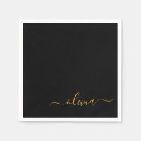 Black Gold Script Monograma Nombre moderno