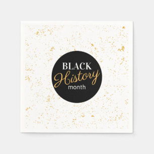 Servilleta De Papel Black & Gold Specks Mes de historia negra