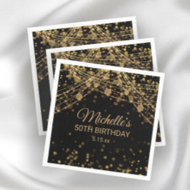 Servilleta De Papel Black Gold String ilumina a Purpurina Adulto Cumpl