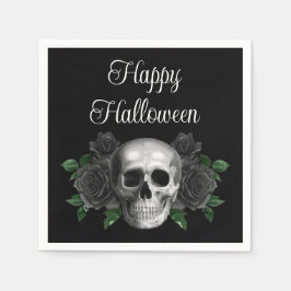Servilleta De Papel Black Gothic Black Floral Skull Halloween