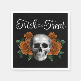 Servilleta De Papel Black Gothic Floral Skull Trick Or Treat Halloween