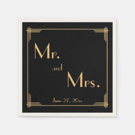 Servilleta De Papel Black Great Gatsby Art Deco Ecru Boda Napkins