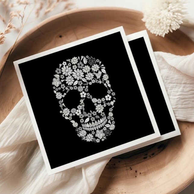 Servilleta De Papel Black Halloween Flower Skull (Subido por el creador)