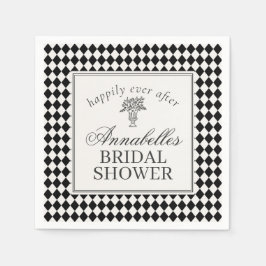 Servilleta De Papel Black Harlequin Checkered Bridal Shower