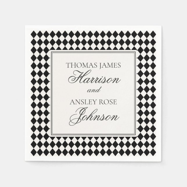 Servilleta De Papel Black Harlequin Checkered Wedding (Anverso)