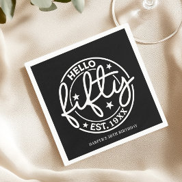 Servilleta De Papel Black Hello Fifty 50th Birthday