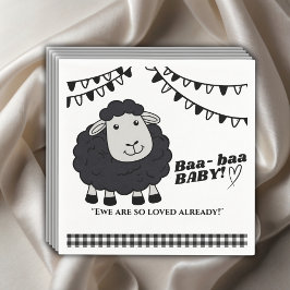 Servilleta De Papel Black Kawaii Little Lamb Baby Shower