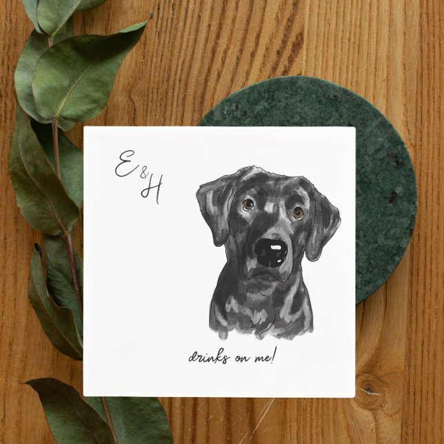 Servilleta De Papel Black lab Dog acuarela Boda Cocktail Napkins (Subido por el creador)