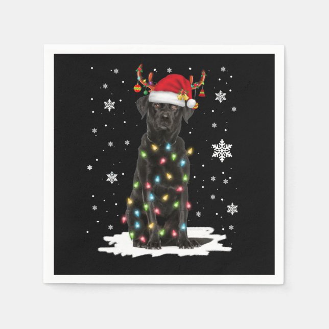 Servilleta De Papel Black Lab Labrador Árbol de Navidad Luz Pajama Per (Anverso)