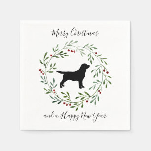 Servilleta De Papel Black Labrador Feliz Navidad - Labrador Recuperado
