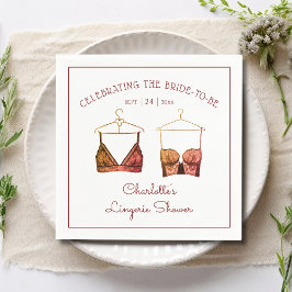 Servilleta De Papel Black Lace Watercolor Lingerie Bridal Shower