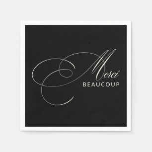Servilleta De Papel Black MGracias Beaucoup Elegant Calligraphy Gracia