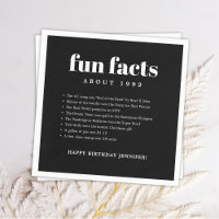 Black Modern Minimal Fun Facts Cumpleaños Year