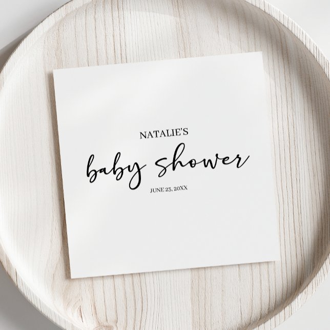 Servilleta De Papel Black Modern Simple Script Baby Shower (Subido por el creador)