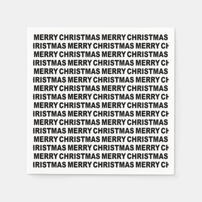 Servilleta De Papel Black on White Navidades Typography Paper Napkin (Anverso)
