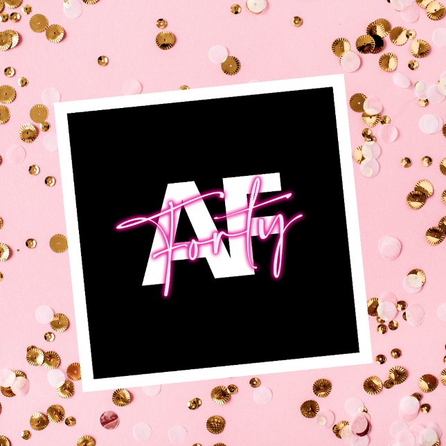 Servilleta De Papel Black Pink Cuarenta AF 40th Birthday Paper Napkins (Subido por el creador)