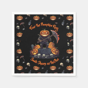 Servilleta De Papel 🖤 Black Pumpkin King Halloween Napkin 🎃