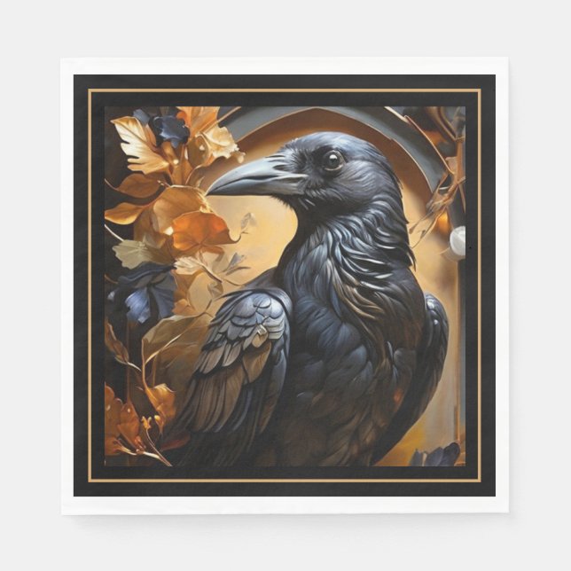 Servilleta De Papel Black Raven Halloween (Anverso)